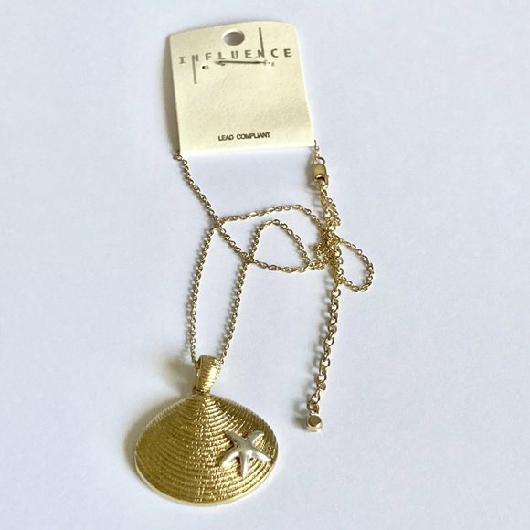 Starfish Shell Pendant Necklace Gold Silver Plated 19" Sea Life Nautical Island - Picture 7 of 12